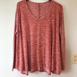 Free People Red heathered long sleeve shirt